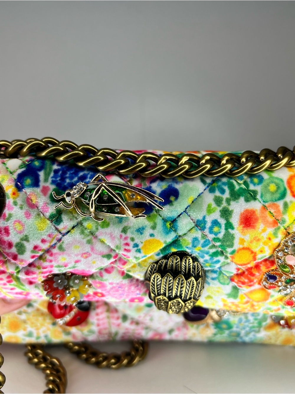 EUC Kurt Geiger Bugs Floral Couture Crossbody Velvet - Picture 8 of 9